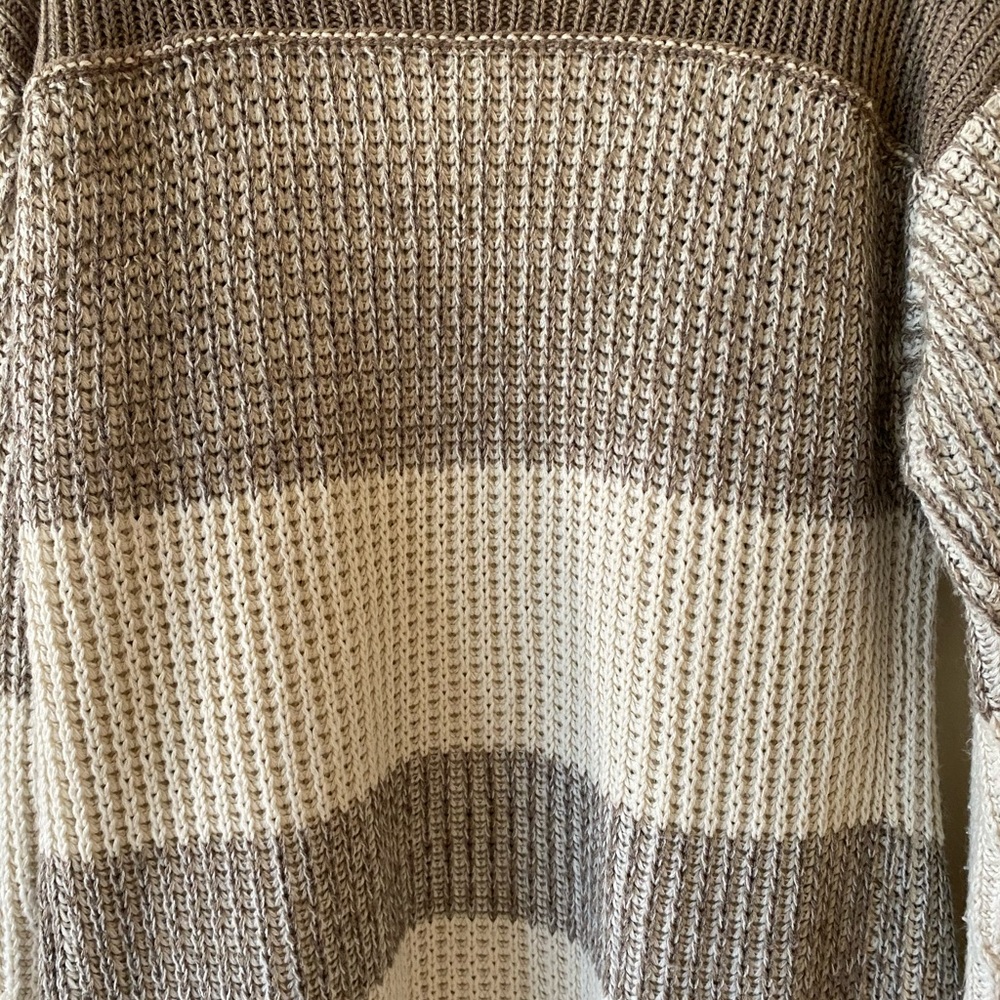 Beige Striped Oversized Cardigan - Picture 4 of 5